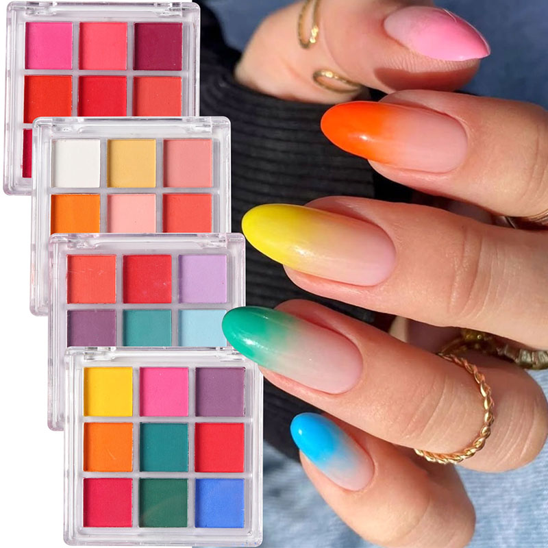 Nail Art Ombre Glitter - 9가지 색상 그라데이션 매니큐어 네일 아트