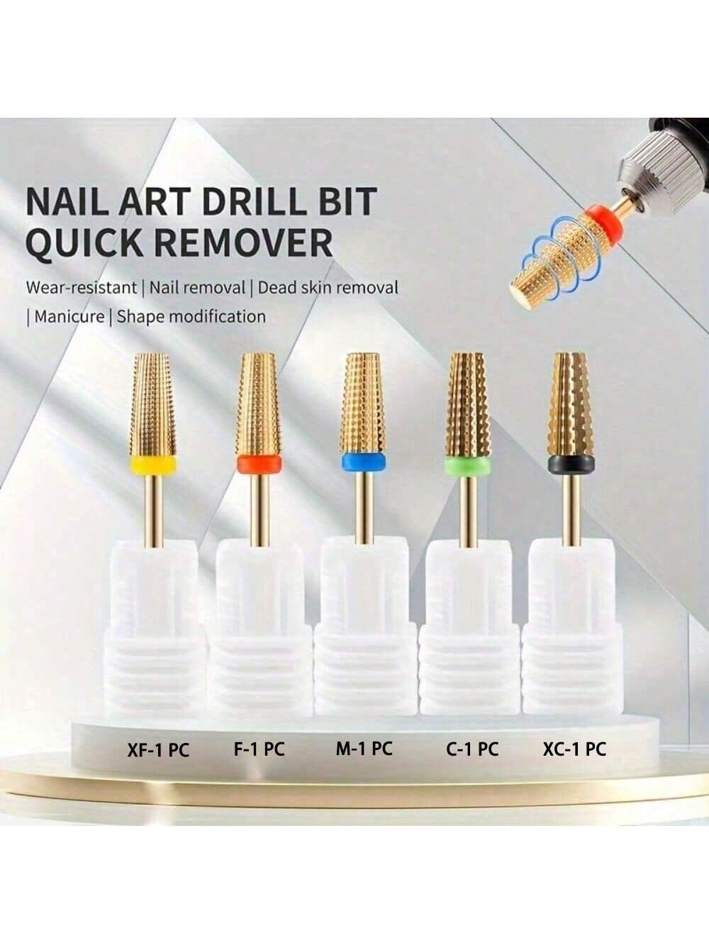 Nail Art Gold - 1/5개 텅스텐 스틸 네일 드릴 비트