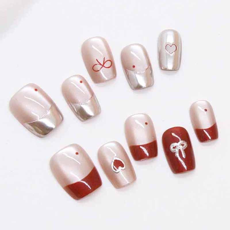 Nail Art Cat Eye Simple - 10 Pcs 여성 손톱에 수제 프레스
