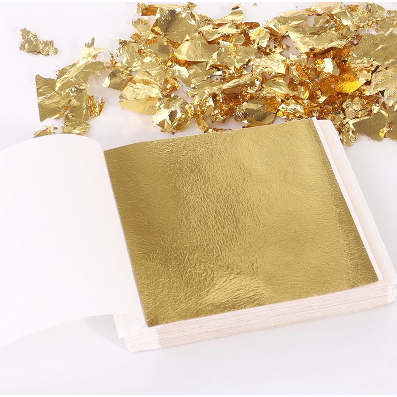 Nail Art Gold - 200개 골든 리프 포일 리프 시트