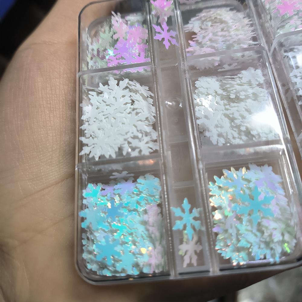 Nail Art Xmas - 6/12 그리드 3D 오로라 크리스마스 눈송이