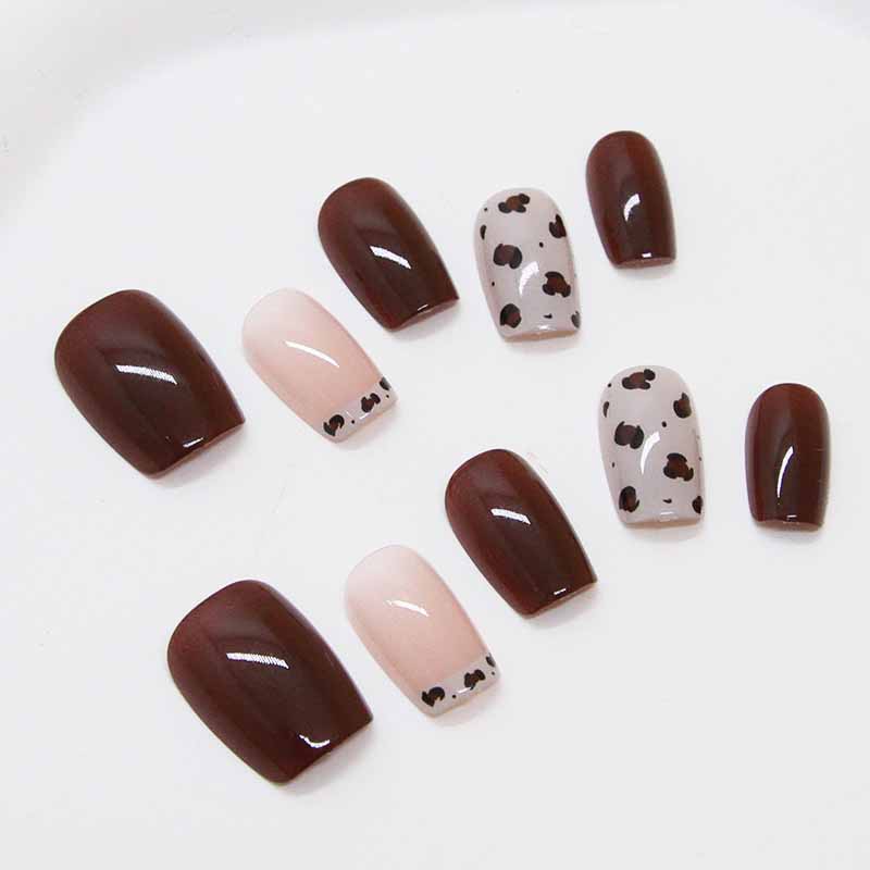 Nail Art Red Wine Cat Eye - 여성용 버건디 수제 프레스 네일, 귀여운