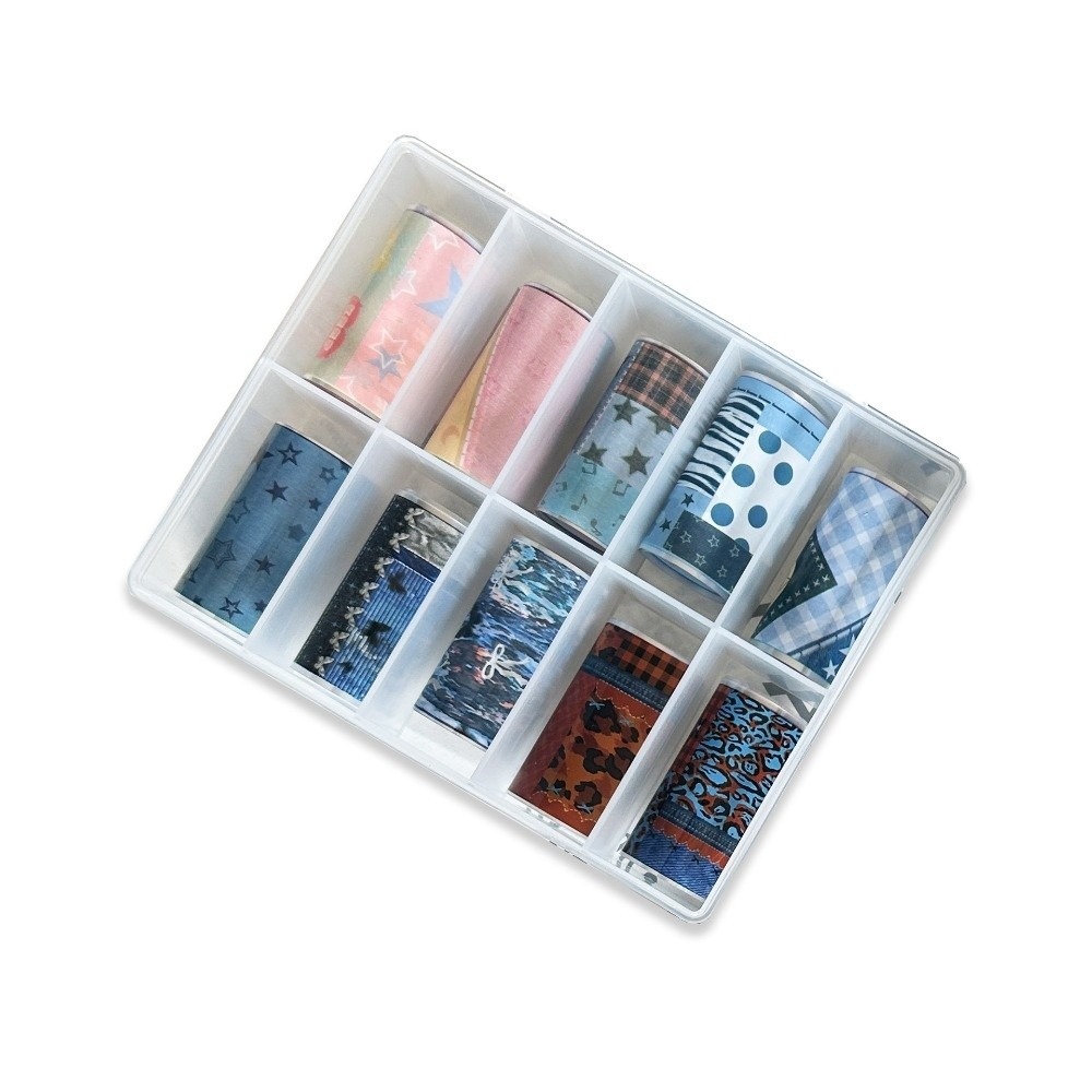 Nail Art Denim - 10롤 다채로운 네일 포일 전사지 DIY