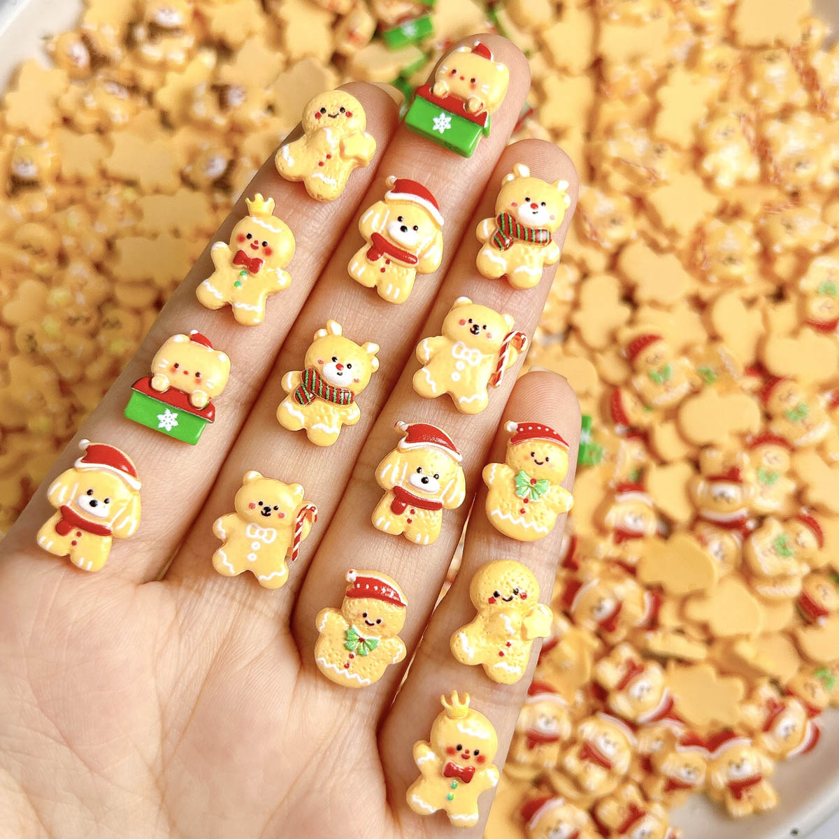 Nail Art Xmas - 20개 귀여운 크리스마스 진저브레드맨 엘크 레진