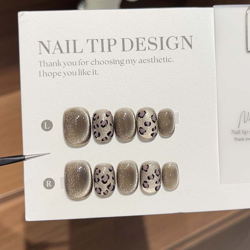 Nail Art Cat Eye Simple - 10개입 가을 짧은 러블리 캣아이 인조