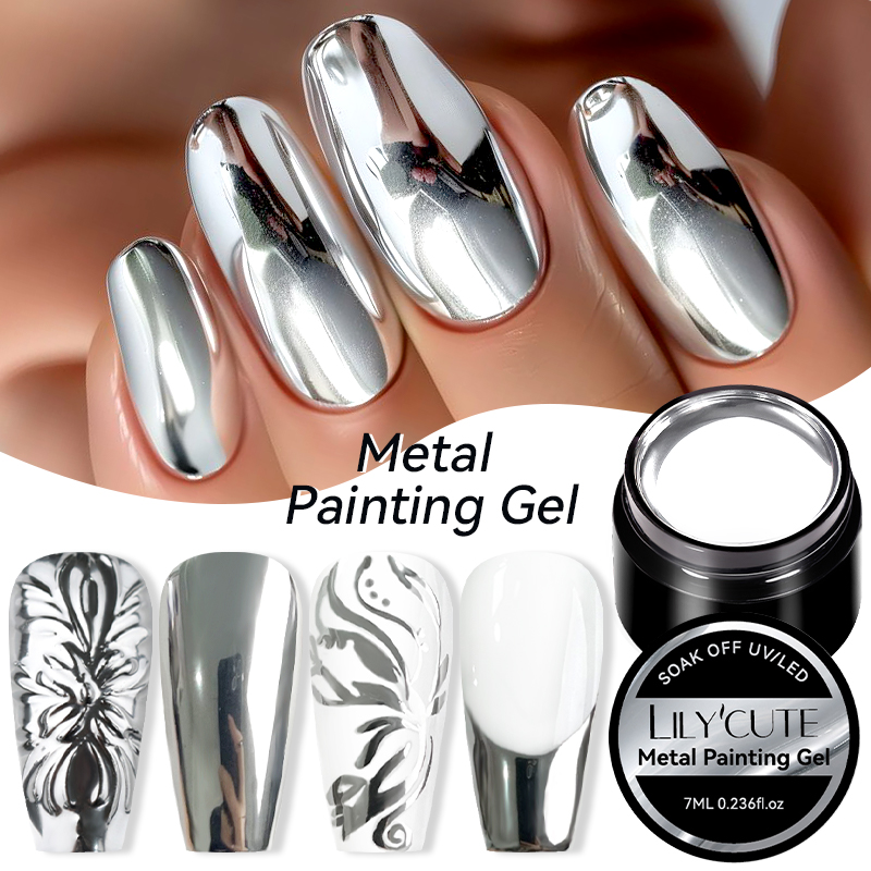 Nail Art Chrome - LILYCUTE 7ML 메탈릭 페인팅 젤 크롬