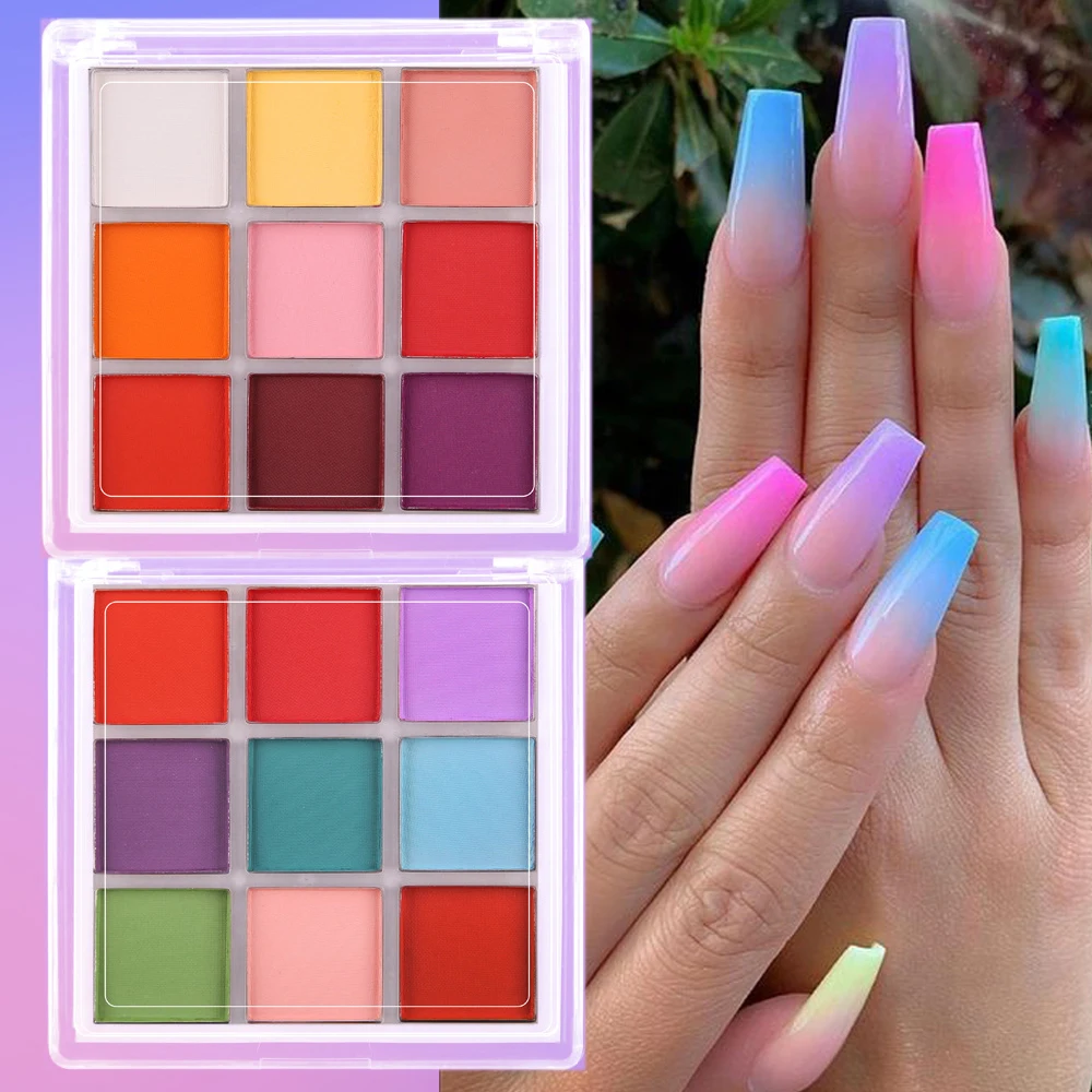 9 가지 색상 네일 안료 팔레트 솔리드 매직 미러 파우 - Nail Art Ombre Glitter 리뷰 및 가격