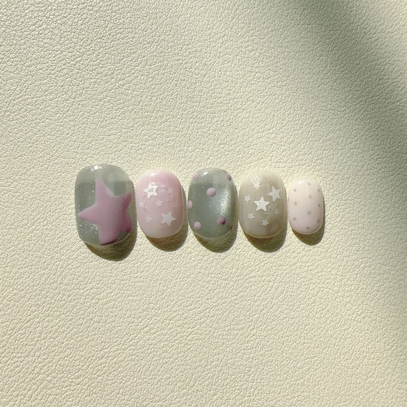 10개 수제 인스 스타일 짧은 스퀘어 라운드 프레스온  - Nail Art Cat Eye Simple 리뷰 및 가격
