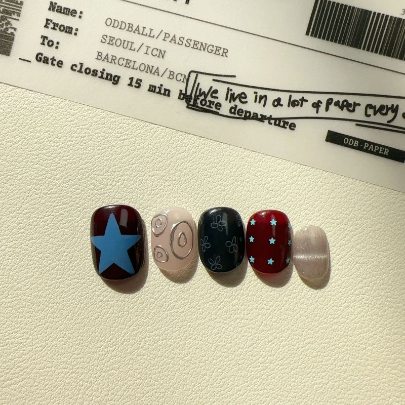 10개 수제 인스 스타일 짧은 스퀘어 라운드 프레스온  - Nail Art Cat Eye Simple 리뷰 및 가격