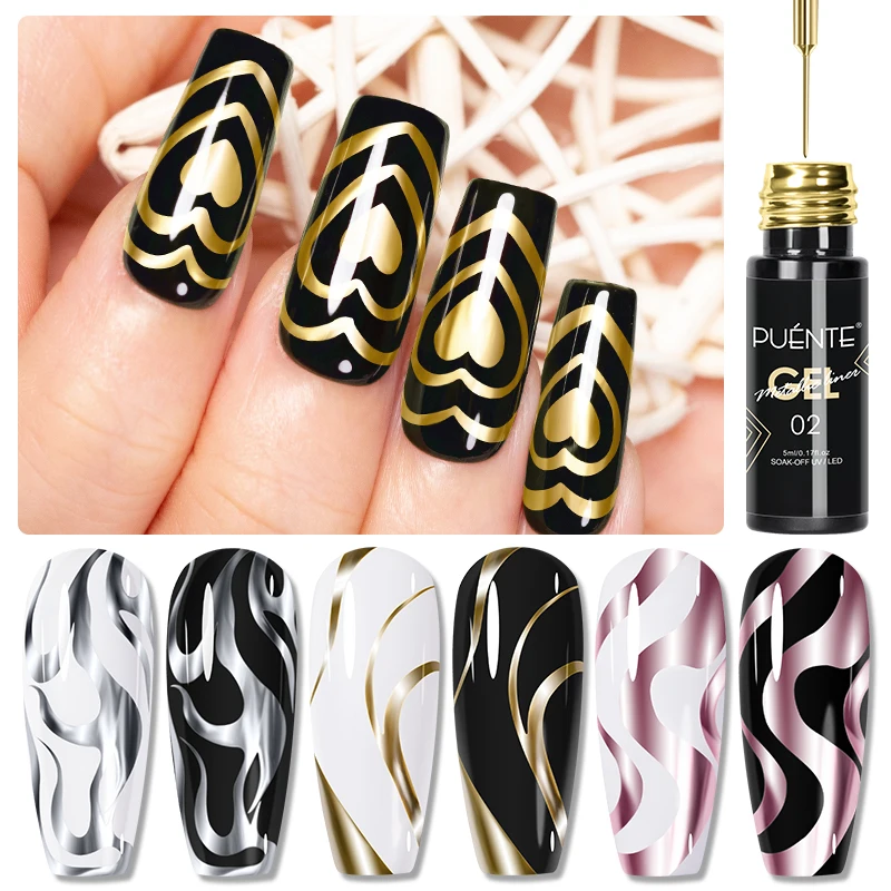 5ml 황금 은빛 금속 페인팅 라이너 젤 폴란드어 크롬 - Nail Art Chrome 리뷰 및 가격