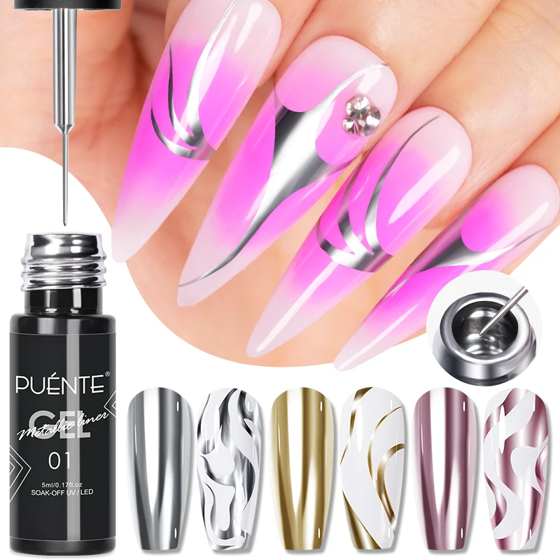 5ml 황금 은빛 금속 페인팅 라이너 젤 폴란드어 크롬 - Nail Art Chrome 리뷰 및 가격