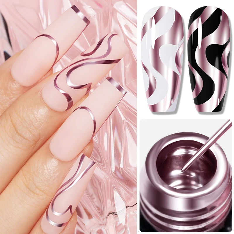 5ml 황금 은빛 금속 페인팅 라이너 젤 폴란드어 크롬 - Nail Art Chrome 리뷰 및 가격