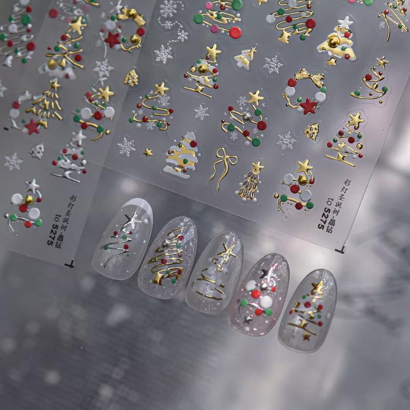 3D 크리스마스 네일 아트 스티커 글리터 골드 축제 패 - Nail Art Xmas Stickers 리뷰 및 가격