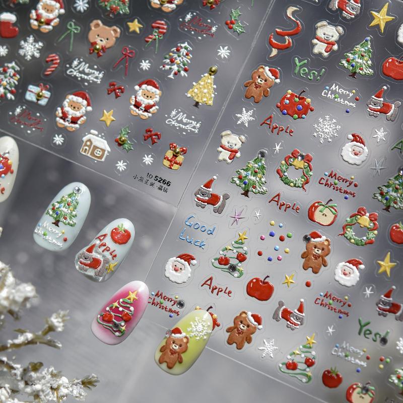 3D 크리스마스 네일 아트 스티커 글리터 골드 축제 패 - Nail Art Xmas Stickers 리뷰 및 가격