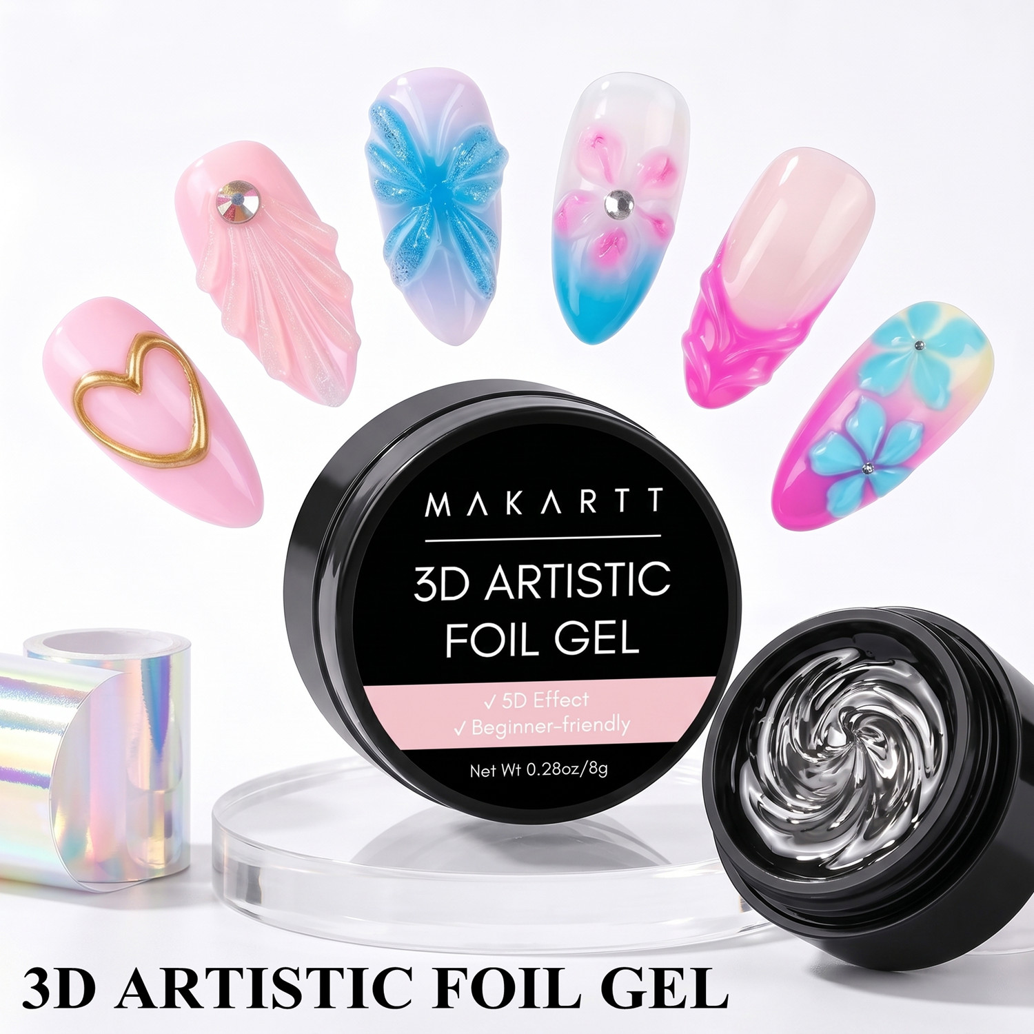 마카트 3D 네일 젤 8ml 네일 포일 글루 트랜스퍼  - Nail Art Chrome 리뷰 및 가격