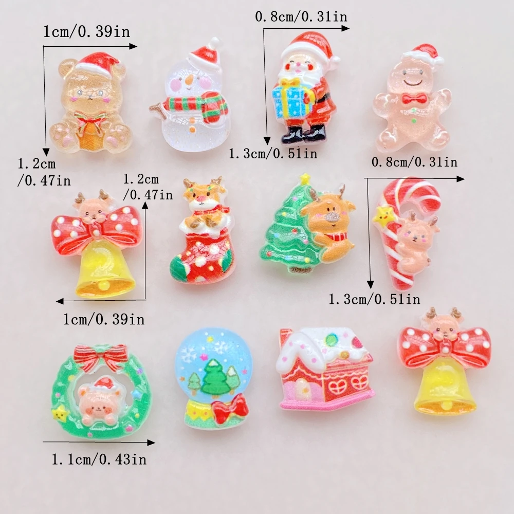 50pcs 수지 미니 만화 크리스마스 눈사람 나무 산타 - Nail Art Xmas 리뷰 및 가격