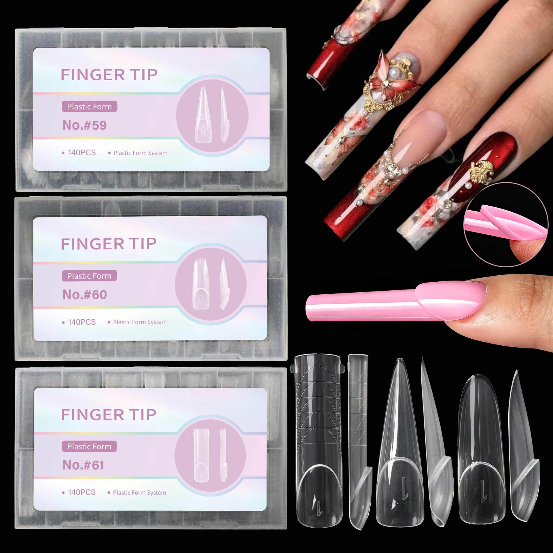 140개 플랫 엣지 네일 익스텐션 팁, 핑크 데님 패턴 - Nail Art Denim 리뷰 및 가격