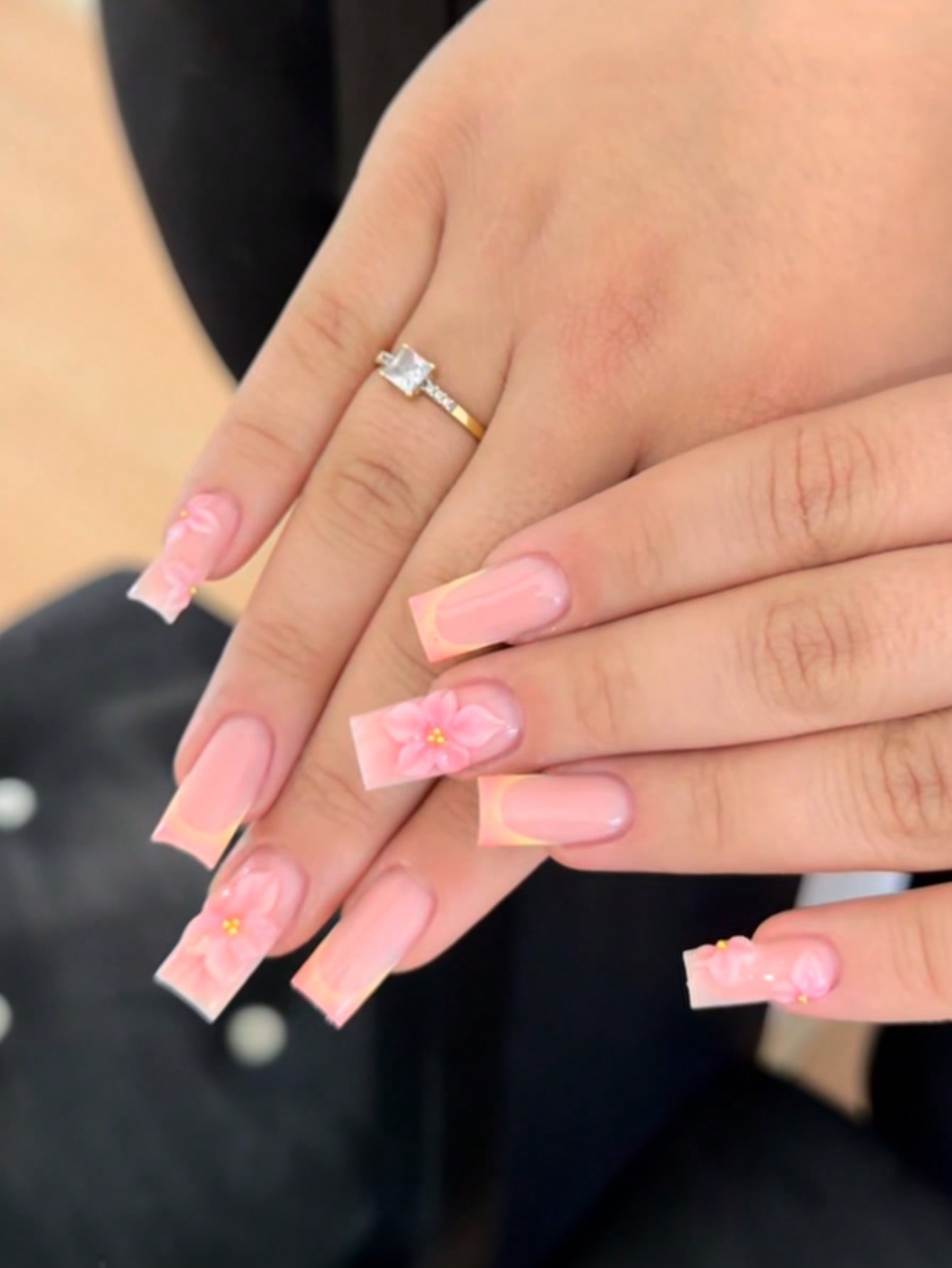 10개의 중간 길이 직사각형 누드 핑크와 오렌지 그라데 - Nail Art Gold 리뷰 및 가격