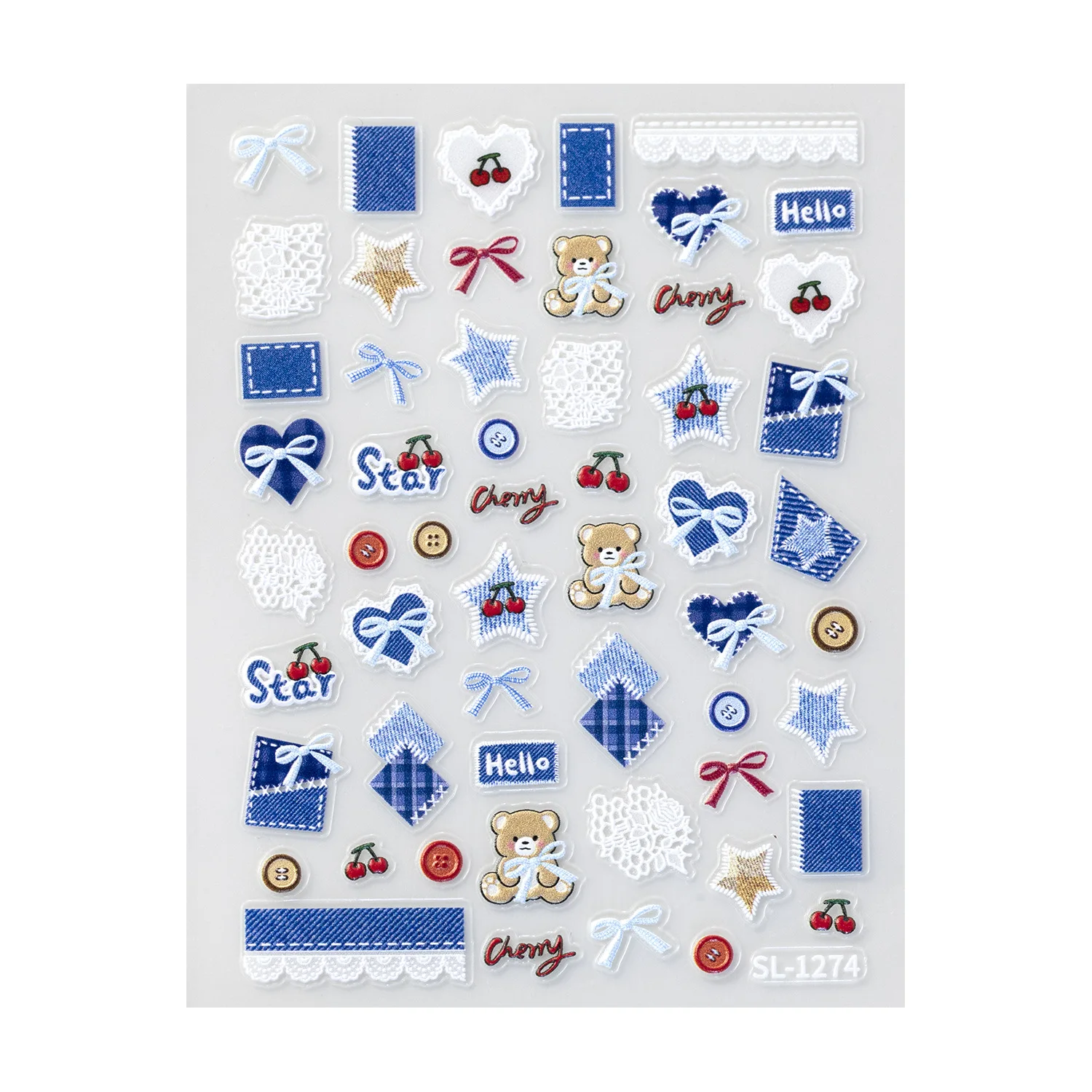 5D 엠보싱 레트로 데님 고양이 스티커 세트 1개, 천 - Nail Art Denim 리뷰 및 가격