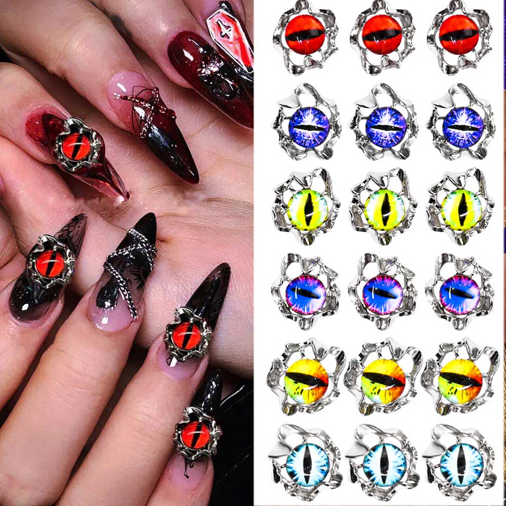 Aolly Y2K 악마 눈 네일 매력 10pcs 블루/ - Nail Art Xmas 리뷰 및 가격