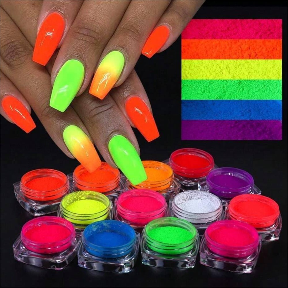 다채로운 네온 인 안료 파우더, 형광 네일 아트, 네온 - Nail Art Ombre Glitter 리뷰 및 가격