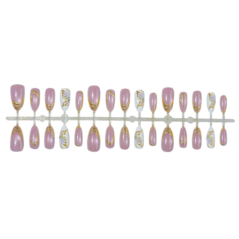 캣아이 아몬드 모양 가짜 손톱 골든 버터플라이 패턴 심 - Nail Art Cat Eye Simple 리뷰 및 가격