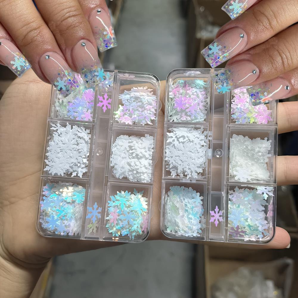 6/12 그리드 3D 오로라 크리스마스 눈송이 네일 스 - Nail Art Xmas 리뷰 및 가격