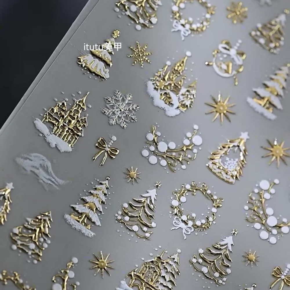 1개 5D 골드 스노우 크리스마스 트리 리스 네일 아트 - Nail Art Xmas 리뷰 및 가격