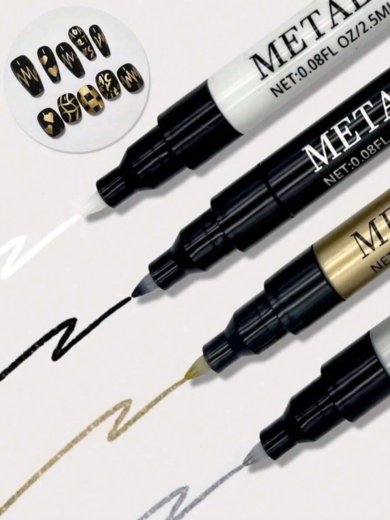 0.8mm 1개 네일 아트 펜, 화이트 블랙 실버 골드 - Nail Art Gold 리뷰 및 가격