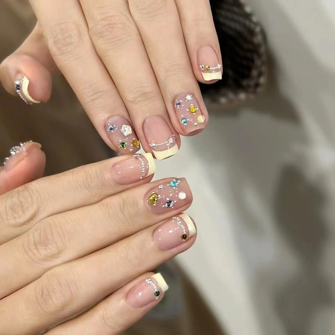 짧은 사각형 프랑스 수제 가짜 손톱, 간단한 네일 아트 - Nail Art Cat Eye Simple 리뷰 및 가격