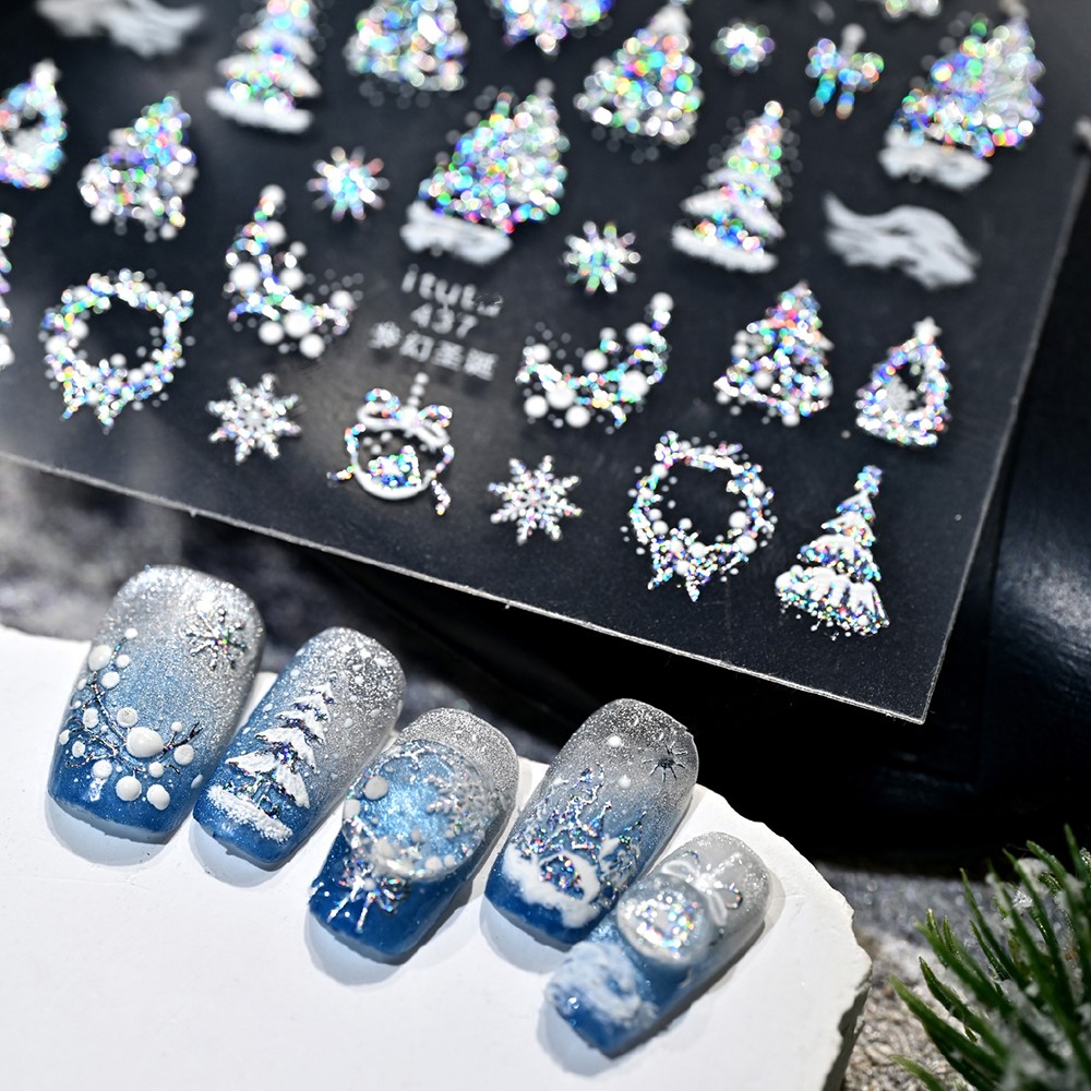 5D 엠보싱 골드 성/가랜드/크리스마스 트리 네일 스티 - Nail Art Xmas 리뷰 및 가격