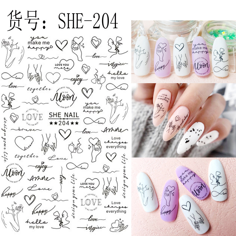 1pcs 영어 알파벳 문자 발렌타인 데이 하트 기하학  - Nail Art Valentines Day 리뷰 및 가격