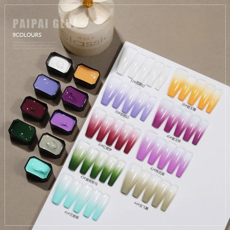 9 가지 색상/박스 Pat Ombre 젤 매니큐어 빠른 - Nail Art Ombre Glitter 리뷰 및 가격