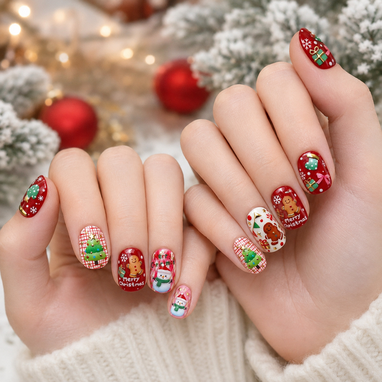 크리스마스 5D 젤리 네일 스티커 만화 크리스마스 눈사 - Nail Art Xmas Stickers 리뷰 및 가격