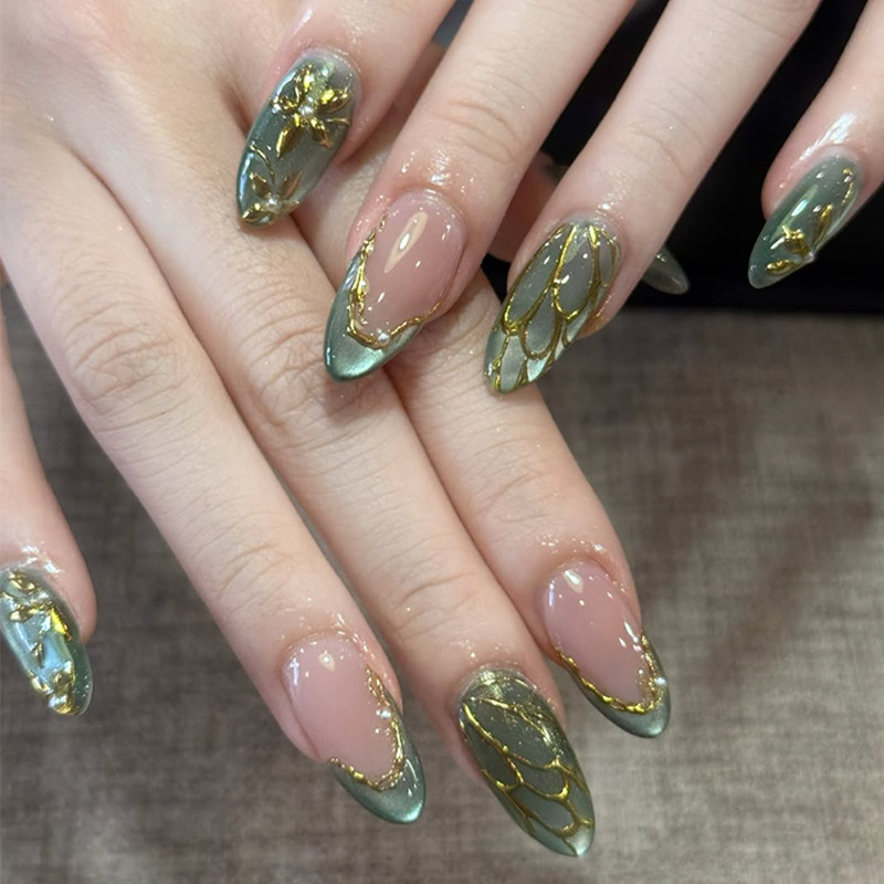 24개 심플 프렌치 아몬드 프레스온 네일 화이트 캣아이 - Nail Art Cat Eye Simple 리뷰 및 가격