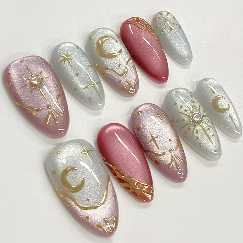 24개 심플 프렌치 아몬드 프레스온 네일 화이트 캣아이 - Nail Art Cat Eye Simple 리뷰 및 가격