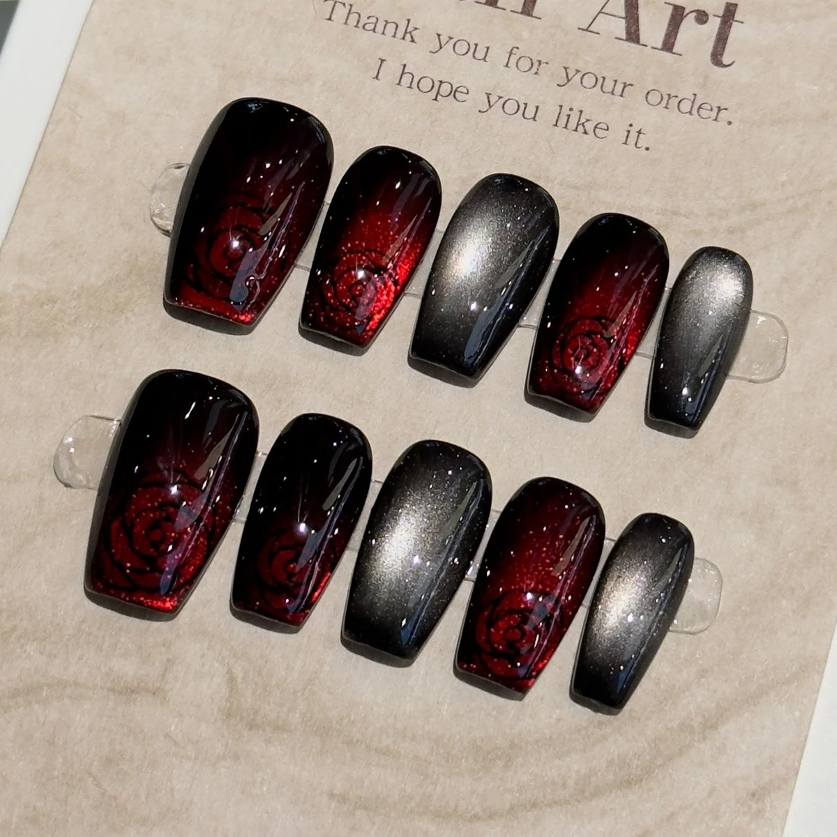10개 레트로 가을 수제 네일아트 미디엄 길이 관 모양 - Nail Art Cat Eye Simple 리뷰 및 가격