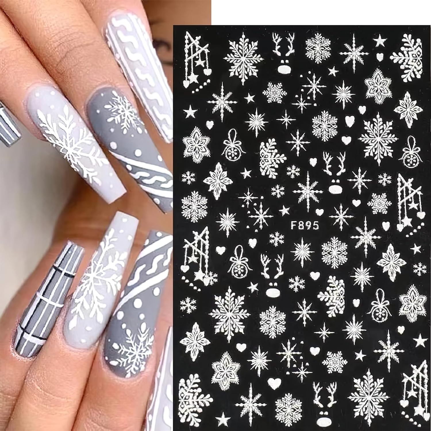 3D 눈송이 네일 아트 데칼, 화이트 크리스마스 디자인 - Nail Art Xmas 리뷰 및 가격