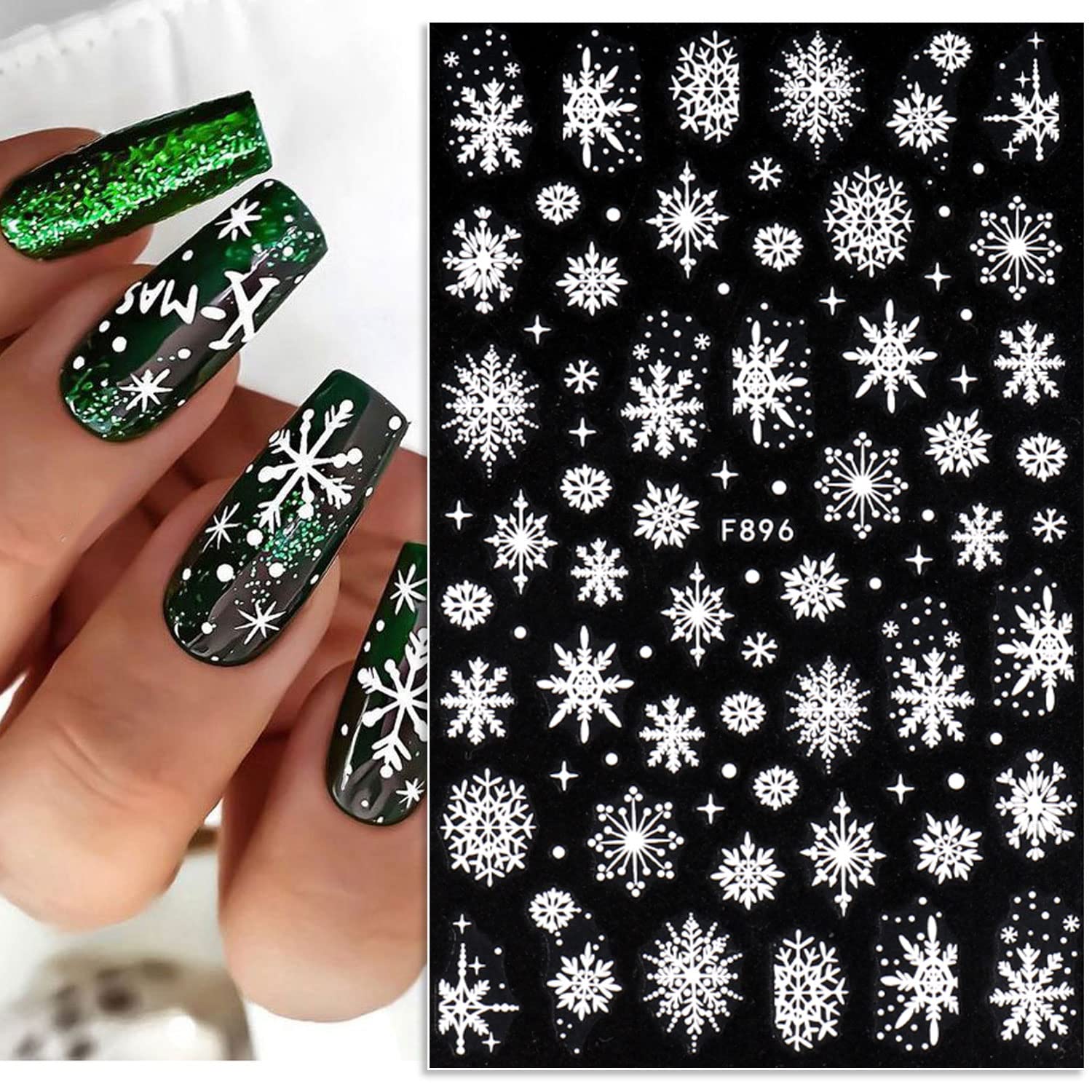 3D 눈송이 네일 아트 데칼, 화이트 크리스마스 디자인 - Nail Art Xmas 리뷰 및 가격