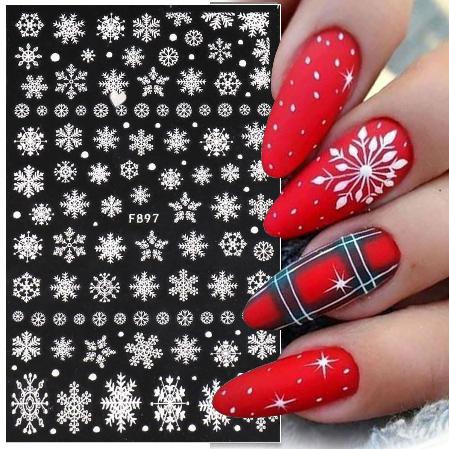 3D 눈송이 네일 아트 데칼, 화이트 크리스마스 디자인 - Nail Art Xmas 리뷰 및 가격