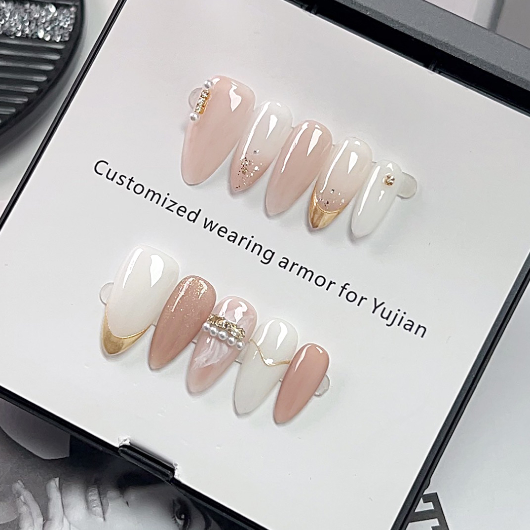 10개입 캣아이 프렌치 숏 아몬드 핸드메이드 다이아몬드 - Nail Art Cat Eye Simple 리뷰 및 가격