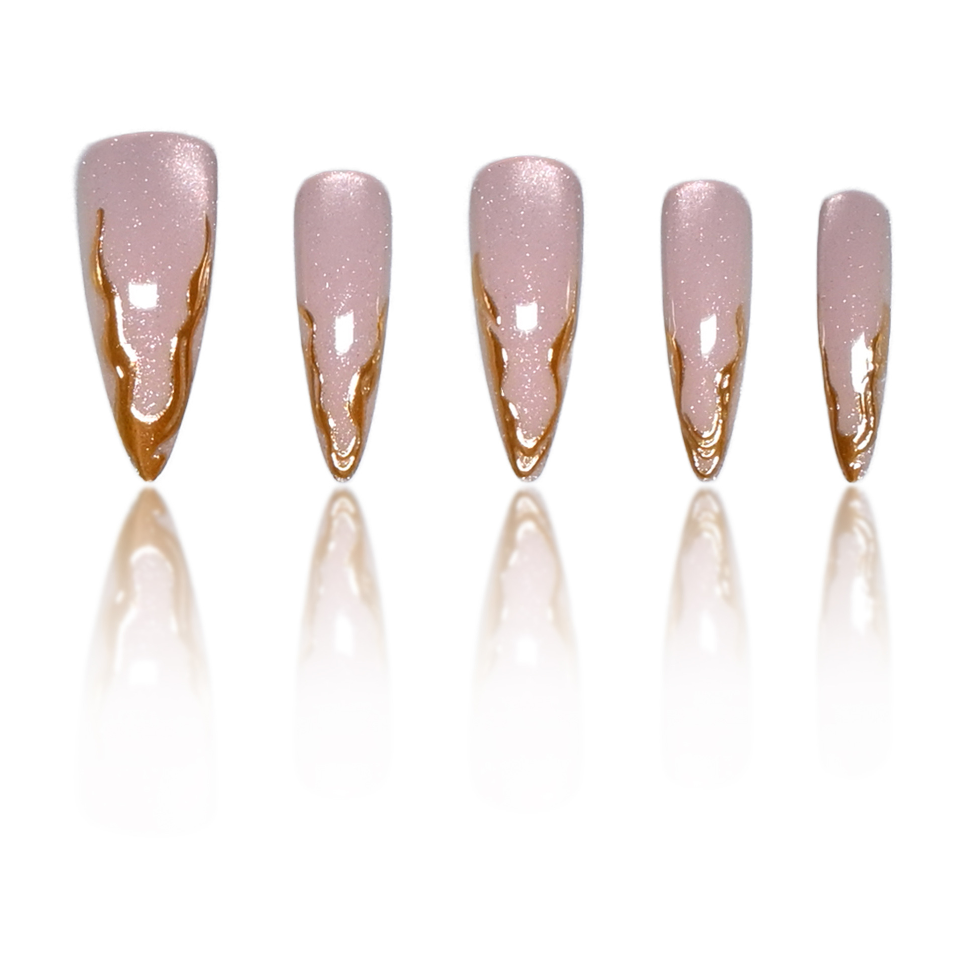 캣아이 아몬드 프레스온 네일 풀커버 골든 라인 패턴 프 - Nail Art Cat Eye Simple 리뷰 및 가격