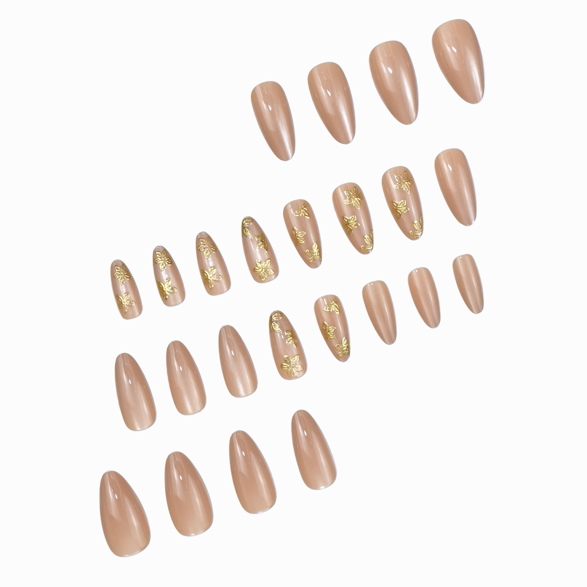 캣아이 아몬드 프레스온 네일 풀커버 골든 라인 패턴 프 - Nail Art Cat Eye Simple 리뷰 및 가격